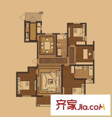 金域華庭A戶型（3#兩邊戶） 4室2廳2衛(wèi)1廚