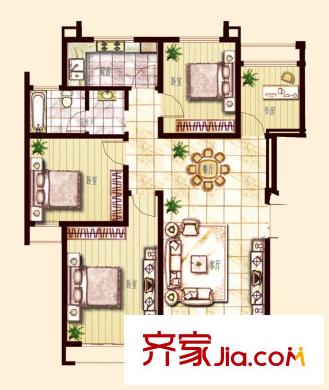 東方帝景城D戶(hù)型 3室2廳1衛(wèi)