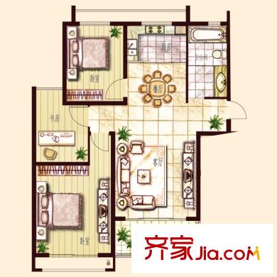 東方帝景城A戶型 3室2廳1衛(wèi)