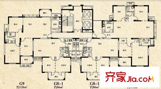 開元云龍谷龍吟灣F7奇數(shù)層5-13層平面圖 