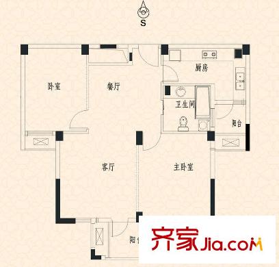 開元云龍谷G2-1戶型 2室2廳1衛(wèi)
