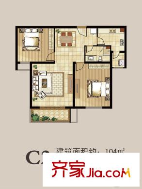 財(cái)富灣4#5#樓中間戶C2戶型 2室2廳1衛(wèi)