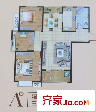 九里景秀A戶型圖 3室2廳1衛(wèi)1廚