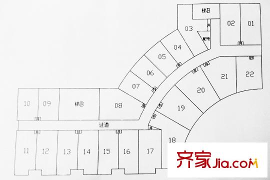 九里景秀公寓6#整層平面圖 1室1廳1衛(wèi)1廚