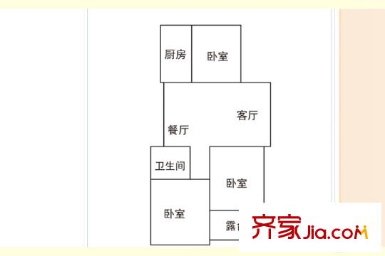 鉑生棲萬方2#樓3501戶型 3室2廳1衛(wèi)1廚