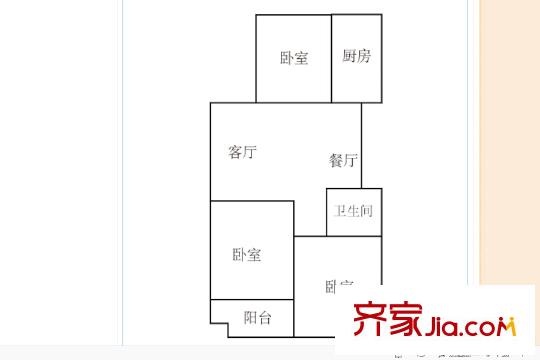 鉑生棲萬方2#03戶型 3室2廳1衛(wèi)1廚
