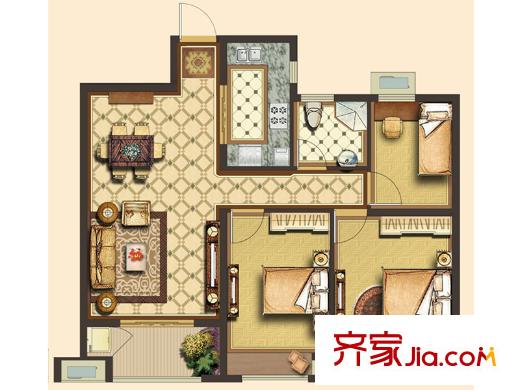 鉑生棲萬方5#樓中間戶（?。?3室2廳1衛(wèi)1廚