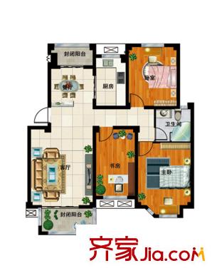 豐惠華麗家族30#中間戶(hù)A5戶(hù)型 3室2廳1衛(wèi)1廚
