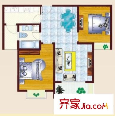 匯龍國際花園H戶型 2室2廳1衛(wèi)