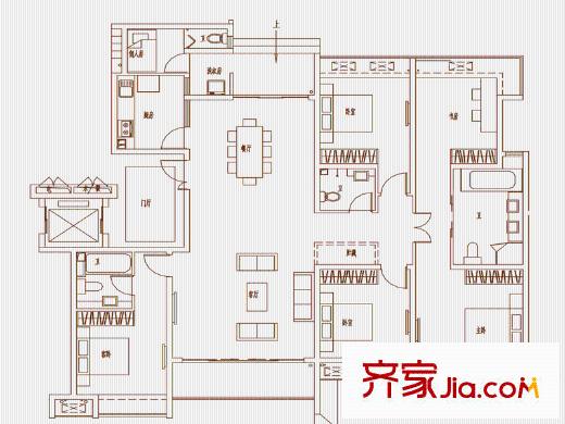 鼓樓廣場(chǎng)13#-05戶型 6室2廳4衛(wèi)1廚
