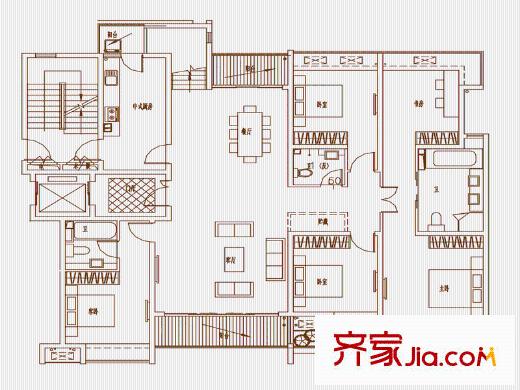 鼓樓廣場(chǎng)13#-07戶型 5室2廳3衛(wèi)1廚