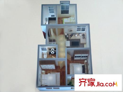 久隆瀾橋一期H3樓邊戶B戶型 3室2廳1衛(wèi)1廚