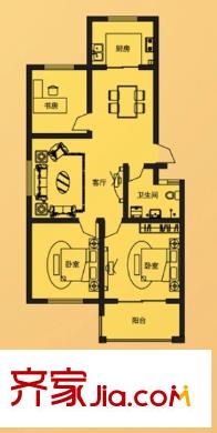 一品名郡三期3#樓E戶型 3室2廳1衛(wèi)1廚