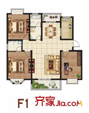 御林華府2#5#6#8#多層?xùn)|西邊戶F1戶型 3室2廳1衛(wèi)1廚