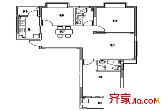 錦繡江南A1戶型 3室2廳2衛(wèi)1廚