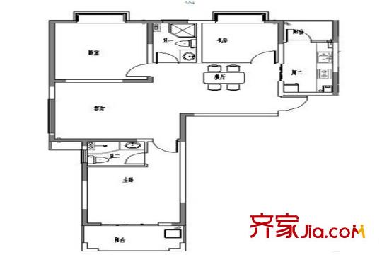 錦繡江南A4戶型 3室2廳2衛(wèi)1廚