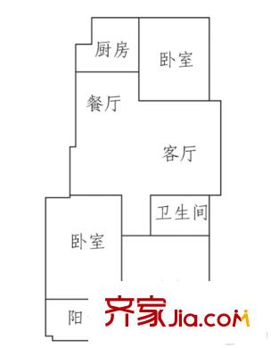 山水龍瑞C1戶型 3室2廳1衛(wèi)1廚