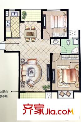 綠地高鐵東城18#20#22#2單元01室邊戶戶型 2室2廳1衛(wèi)1廚