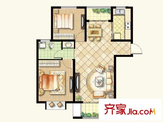 綠地高鐵東城二期19#1單元03室 2室2廳1衛(wèi)1廚