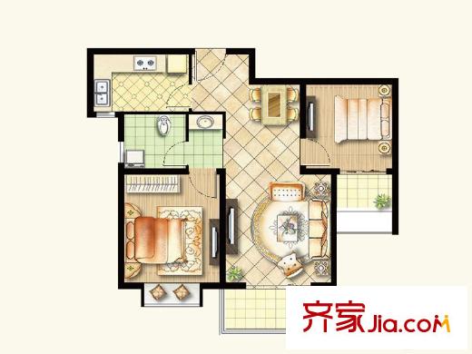 綠地高鐵東城二期19#2單元02室 2室2廳1衛(wèi)1廚