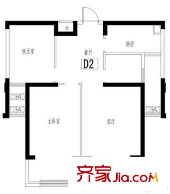 宏基天城4#25-27層02戶型 2室2廳1衛(wèi)1廚
