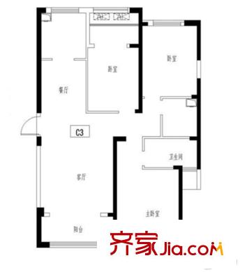 宏基天城4#03室户型 4室2厅2卫1厨