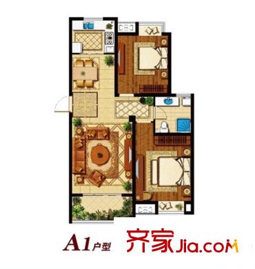 鐘吾壹號(hào)高層標(biāo)準(zhǔn)層A1戶型 2室2廳1衛(wèi)1廚
