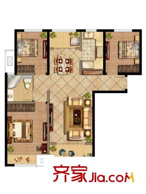 鑫苑景城D戶型 4#（東戶、西戶） 3室2廳1衛(wèi)1廚
