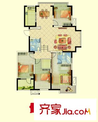 阿爾卡迪亞文承苑22邊戶A戶型 4室2廳2衛(wèi)