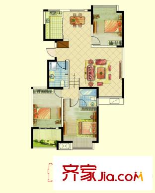 阿爾卡迪亞文承苑18/21/23號樓C戶型 3室2廳2衛(wèi)