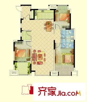 阿爾卡迪亞文承苑20#B戶型 3室2廳2衛(wèi)