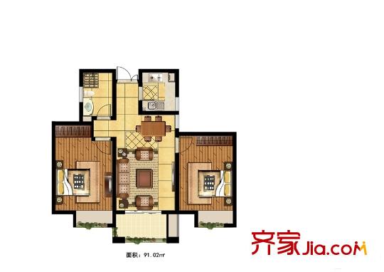 福潤(rùn)苑2#戶型圖 2室2廳1衛(wèi)1廚