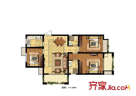 福潤(rùn)苑2#戶型圖 3室2廳2衛(wèi)1廚