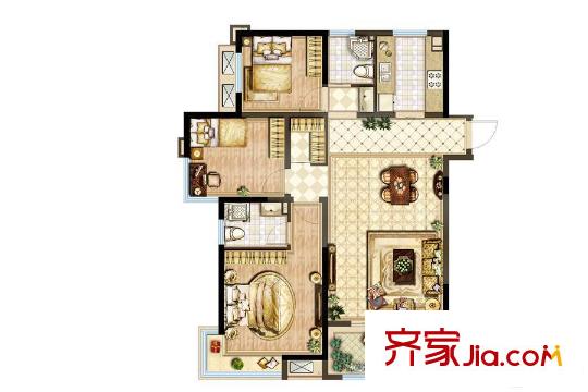 美的城11#邊戶戶型 3室2廳2衛(wèi)1廚