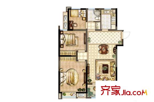 美的城11#邊戶106平方米戶型 3室2廳1衛(wèi)1廚