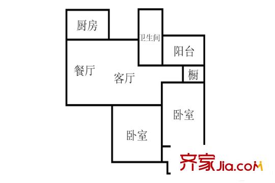 煌庭棕櫚灣8號(hào)樓2單元1戶型 2室2廳1衛(wèi)1廚