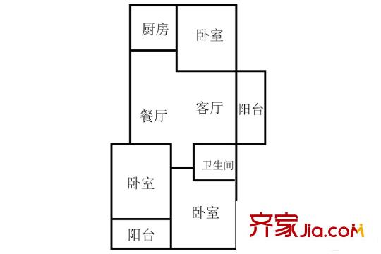 煌庭棕櫚灣13號(hào)樓1戶型 3室2廳1衛(wèi)1廚