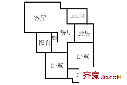煌庭棕櫚灣8號(hào)樓2單元3戶型 2室2廳1衛(wèi)1廚