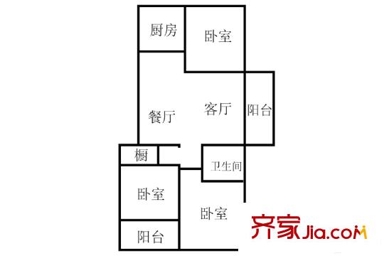 煌庭棕櫚灣8號(hào)樓1單元1戶型 3室2廳1衛(wèi)1廚