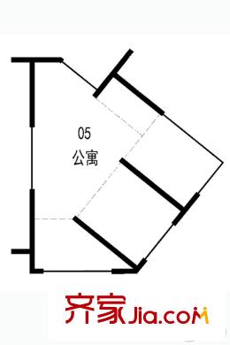萬科淮海天地二街區(qū)1#05戶 1室1廳1衛(wèi)1廚