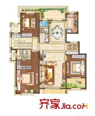 月橋花院一期洋房一樓C1 3室2廳2衛(wèi)1廚
