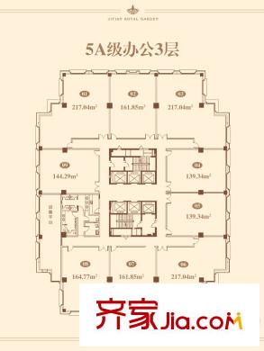 璽悅龍城5A級辦公3層平面圖 