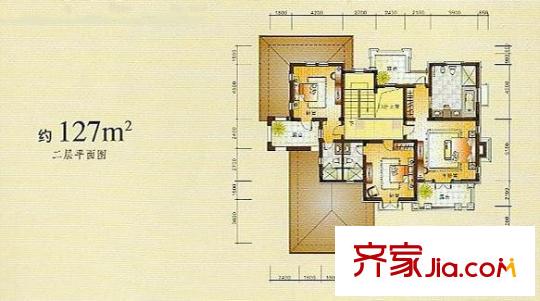 漢泉山莊戶型圖三期D戶型 2室2廳2衛(wèi)1廚