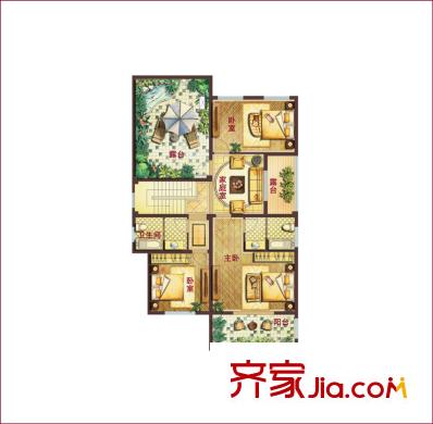 久隆鳳凰城別墅戶型圖B戶型（二層平面） 10室4廳3衛(wèi)1廚