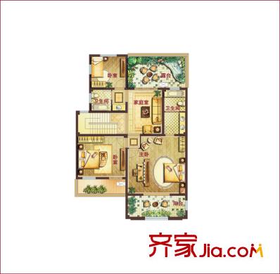 久隆鳳凰城別墅戶型圖A戶型（二層平面） 9室4廳4衛(wèi)1廚