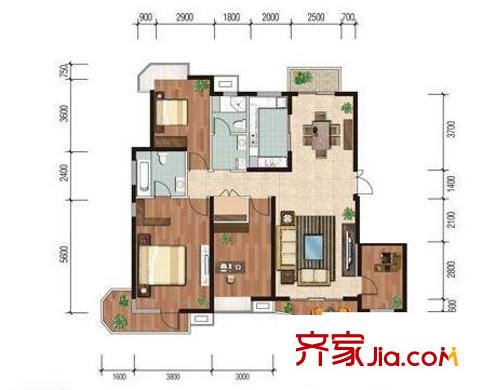 中鐵人才家園戶(hù)型圖A3 3室2廳2衛(wèi)