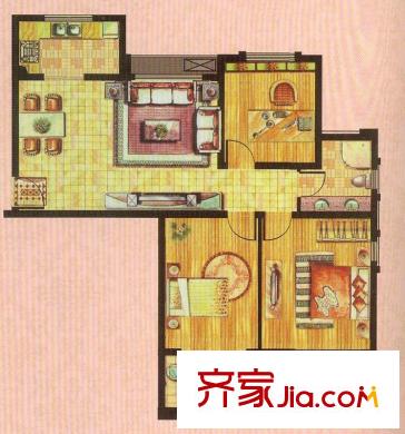 金山福地二期A1戶型 2室2廳1衛(wèi)1廚