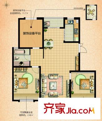 國基城邦戶型圖39#清麗居戶型圖 2室2廳1衛(wèi)