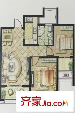 綠地商務城118#、120#、121#標準層1單元02室 2室2廳1衛(wèi)