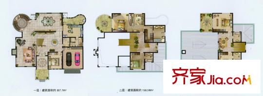 湖森堡獨棟別墅F3戶型 6室5廳6衛(wèi)1廚
